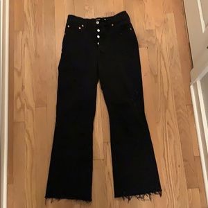 Levis black flare cropped rib cage jeans!